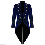 Men's Steampunk Vintage Blue Tailcoat Gothic Jacket Velvet Victorian Frock Coat