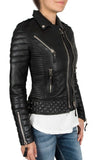 Women's Genuine Lambskin Leather Motorcycle Slim fit Designer Biker Jacket