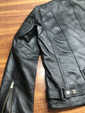 Ladies Black Slim Fit Biker Sheep Leather Moto Leather Classic Leather Jacket