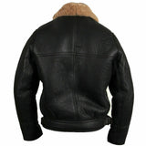 Men's RAF B3 Bomber Ginger Aviator Real Leather Jacket Sheep Skin Pilot Flying Black Winter Coat