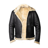 MEN'S RAF B3 BOMBER GINGER AVIATOR REAL LEATHER JACKET SHEEP SKIN PILOT FLYING Black WINTER COAT