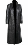 Leather Trench Long Coat Men Winter Outwear Classy Genuine Lambskin Black Jacket