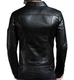 Men's Real Leather Slim Fit Black & Vintage Brown Sheep Leather Spread Collar Jacket