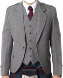 100% WOOL Argyle kilt Jacket & Waistcoat/Vest, Scottish Argyle Jacket Dark Grey