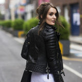 Women's Genuine Lambskin Leather Motorcycle Slim fit Designer Biker Jacket