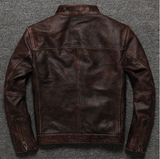 Men's Biker Vintage Brown Café Racer Distressed Genuine Leather Jacket