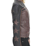 Women's Sleeves Design Motorcycle Leather Jacket