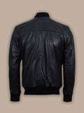 MENS 70'S RETRO REAL LEATHER BOMBER JACKET BLACK AND TAN JACKET