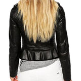 Women's Asymmetrical Black Sheep Leather Biker Jacket