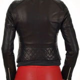 Women's Asymmetrical Zipper Black Biker Leather Jacket