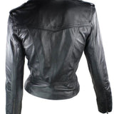 Womens Zipper Design Black Biker Leather Jacket