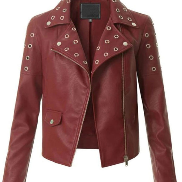 Women's Biker Asymmetrical Designer Maroon Leather Jacket